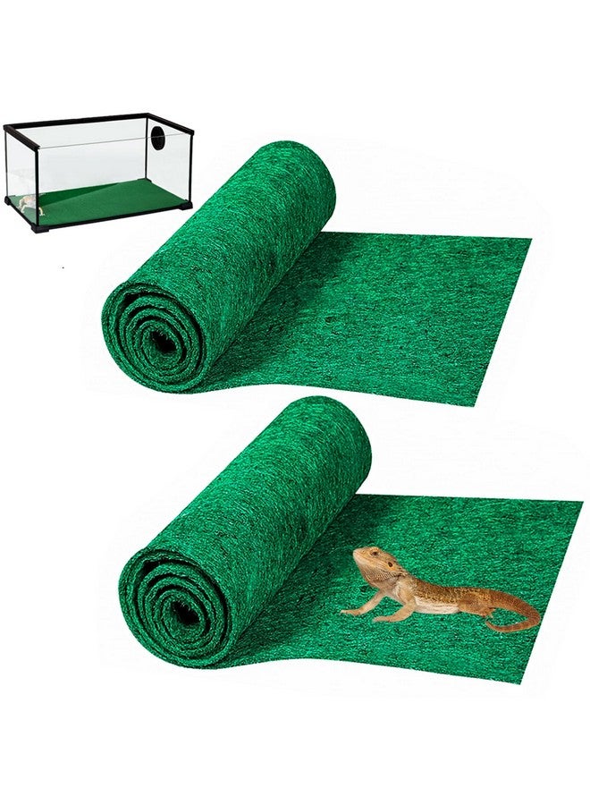 HERCOCCI 2 Pack Reptile Carpet, 39’’ x 20’’ Terrarium Bedding Substrate Liner Reptile Cage Mat Tank Accessories for Bearded Dragon Lizard Tortoise Leopard Gecko Snake (Green) - Image 1