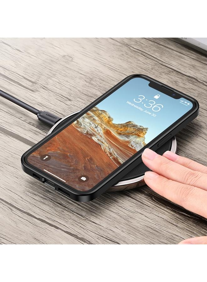 اس-توب جراب هاتف iPhone 14 بملمس الجلد بلون غير لامع مع أزرار - Image 3