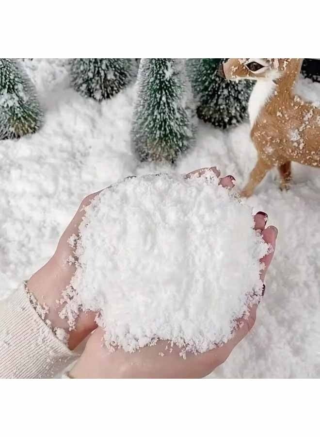 واي جيه 50 جرام زينة ثلج صناعي - رقاقات بيضاء متلألئة - مسحوق ثلج صناعي للتعبئة - ثلج صناعي متلألئ لتزيين قرية عيد الميلاد والأشغال اليدوية - Image 2