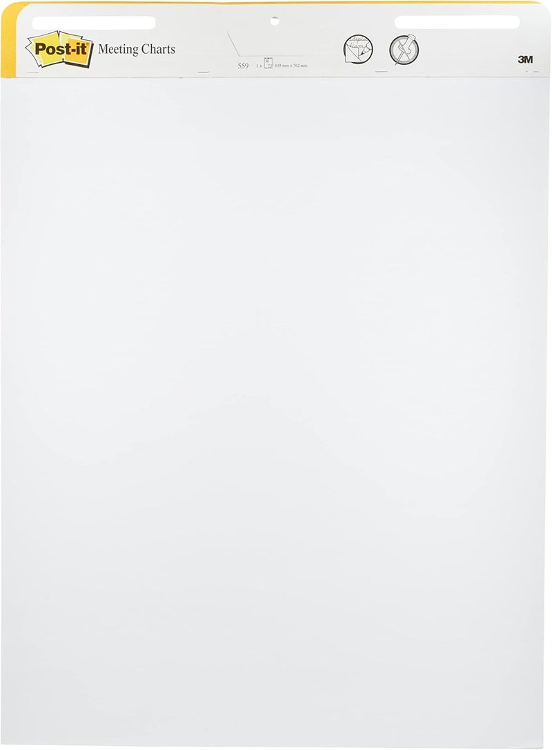 بوست إت لوحة ملاحظات Post-it Super Sticky قابلة للالتصاق الذاتي، مقاس 559 مم × 762 مم، عبوة تحتوي على 2 لوحات بحجم 559 مم ولوحة واحدة بحجم 559 مم مجانًا (559P-3 White) - Image 1
