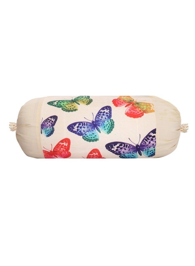 Kuber Industries Butterfly Design Cotton 2 Pieces Bolster Cover Set (Cream) - Image 3