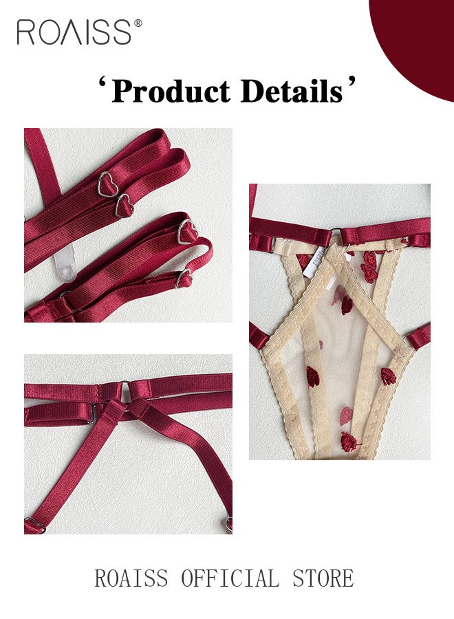 roaiss Underwear Suit for Women with Two Color Splicing Strap Intertwined Ladies Lingerie Sets with Adjustable Straps - Image 2