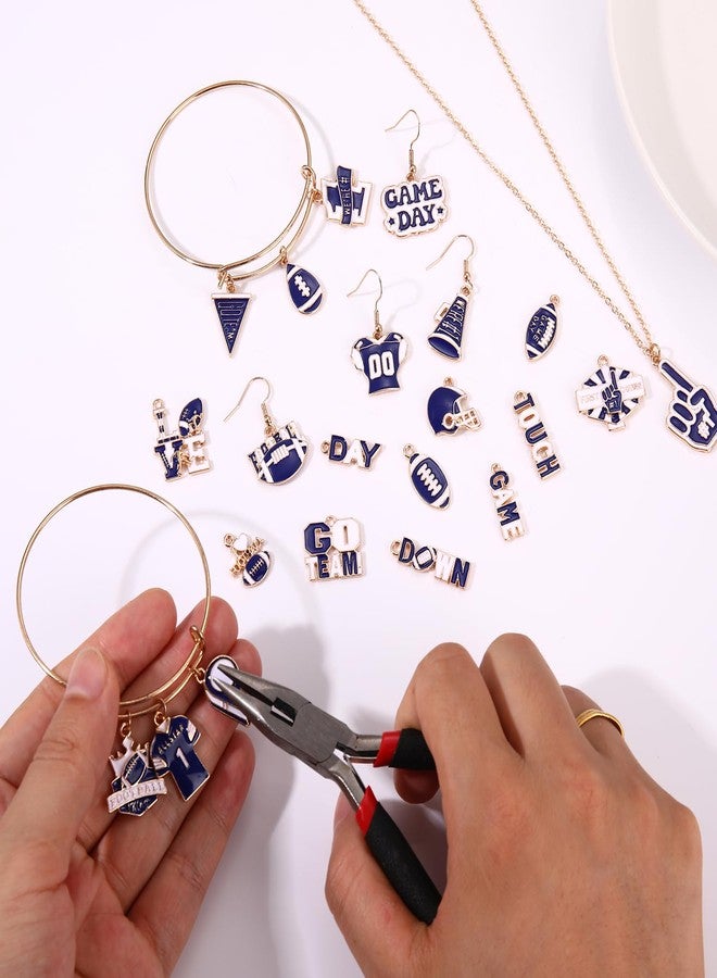 YAHPERN 20PCS Football Charms for Jewelry Making Enamel Helmet Jersey Game Day Charms for Bracelet Necklace Earrings Making DIY Football Cheer Mom Accessories Gifts Party Favors (Blue White) - Image 5