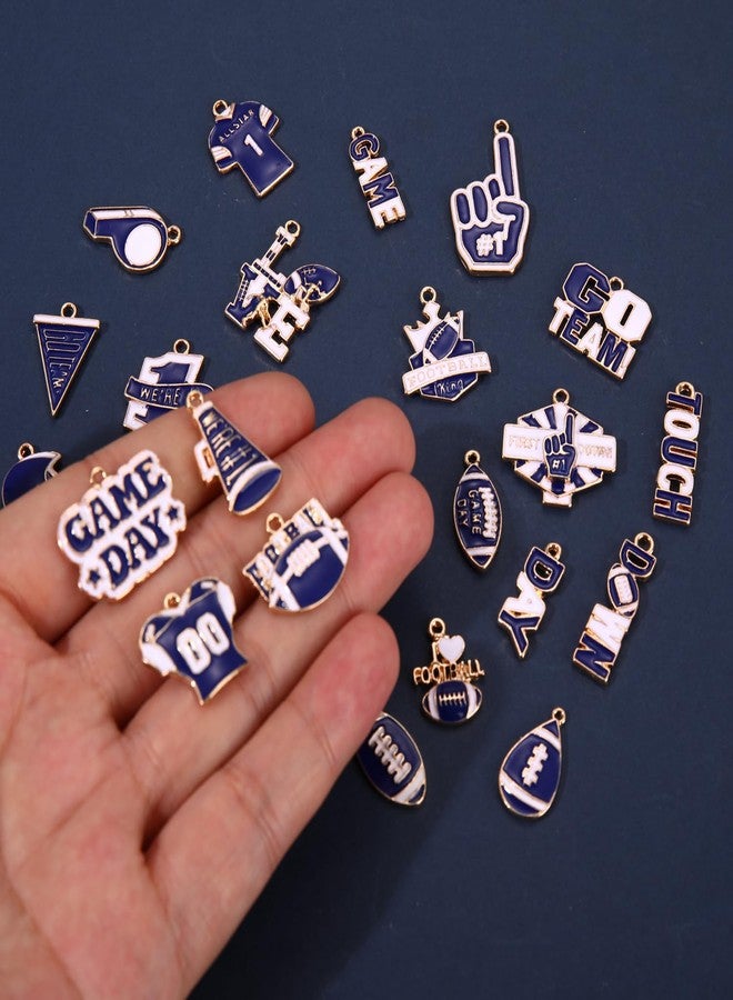 YAHPERN 20PCS Football Charms for Jewelry Making Enamel Helmet Jersey Game Day Charms for Bracelet Necklace Earrings Making DIY Football Cheer Mom Accessories Gifts Party Favors (Blue White) - Image 4