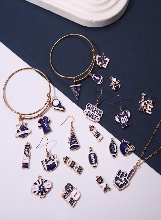 YAHPERN 20PCS Football Charms for Jewelry Making Enamel Helmet Jersey Game Day Charms for Bracelet Necklace Earrings Making DIY Football Cheer Mom Accessories Gifts Party Favors (Blue White) - Image 2