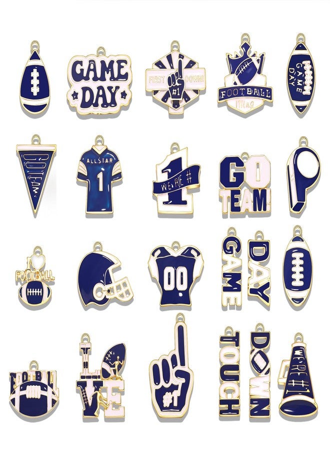 YAHPERN 20PCS Football Charms for Jewelry Making Enamel Helmet Jersey Game Day Charms for Bracelet Necklace Earrings Making DIY Football Cheer Mom Accessories Gifts Party Favors (Blue White) - Image 1