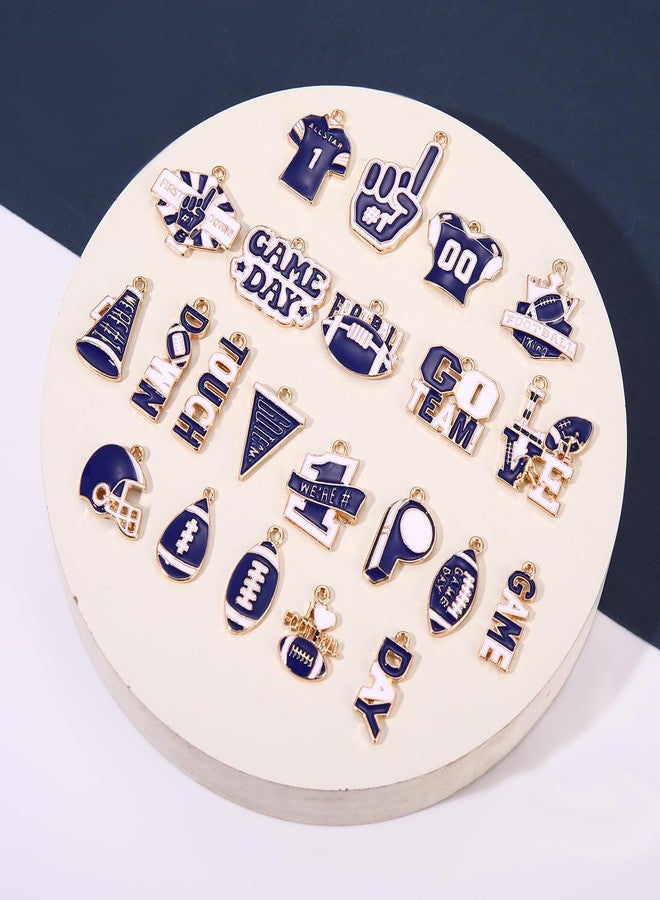 YAHPERN 20PCS Football Charms for Jewelry Making Enamel Helmet Jersey Game Day Charms for Bracelet Necklace Earrings Making DIY Football Cheer Mom Accessories Gifts Party Favors (Blue White) - Image 3