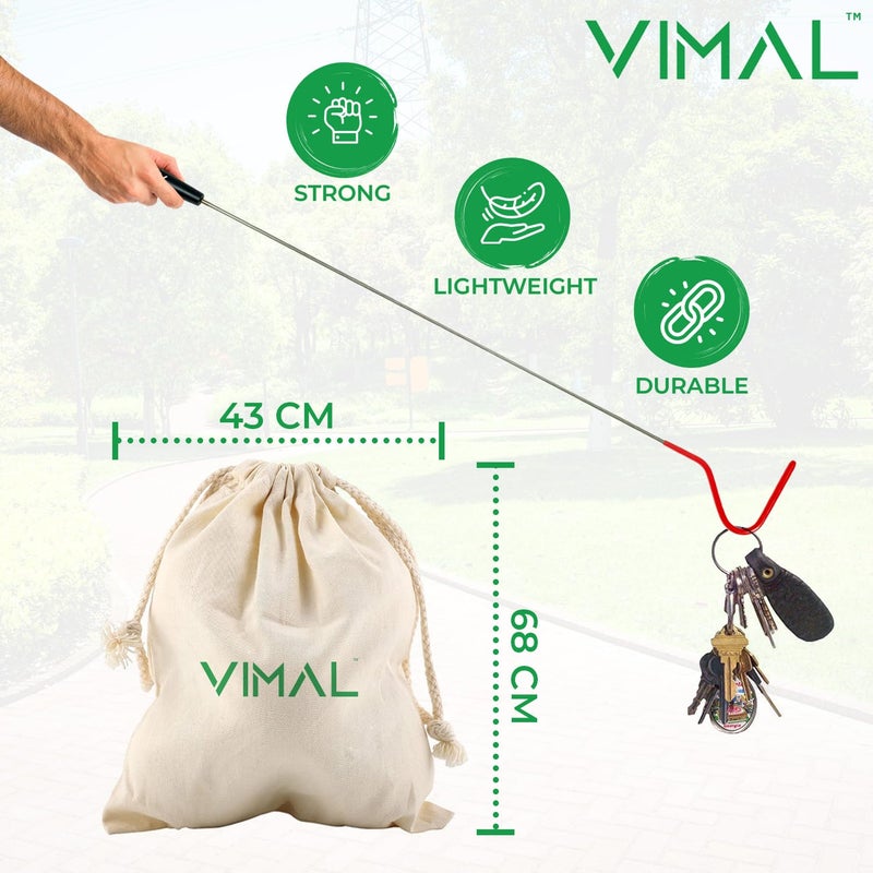 Vimal Cotton Bag with Stainless Steel Hook Grabber Stick - Multicolor - Image 3