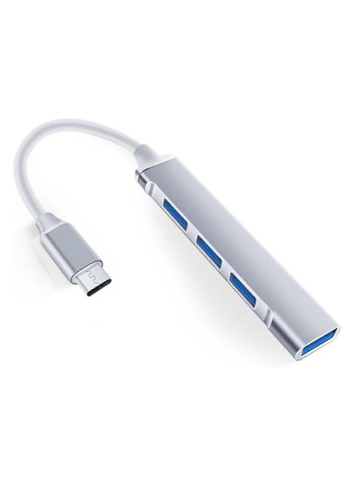 USB C Hub 4 Ports, USB C to USB Hub with 4 USB 3.0, USB C Splitter for Laptop, Mac Pro, iMac, iPad Pro, Chromebook, Pixelbook, Dell XPS, Galaxy S23 (Silver)