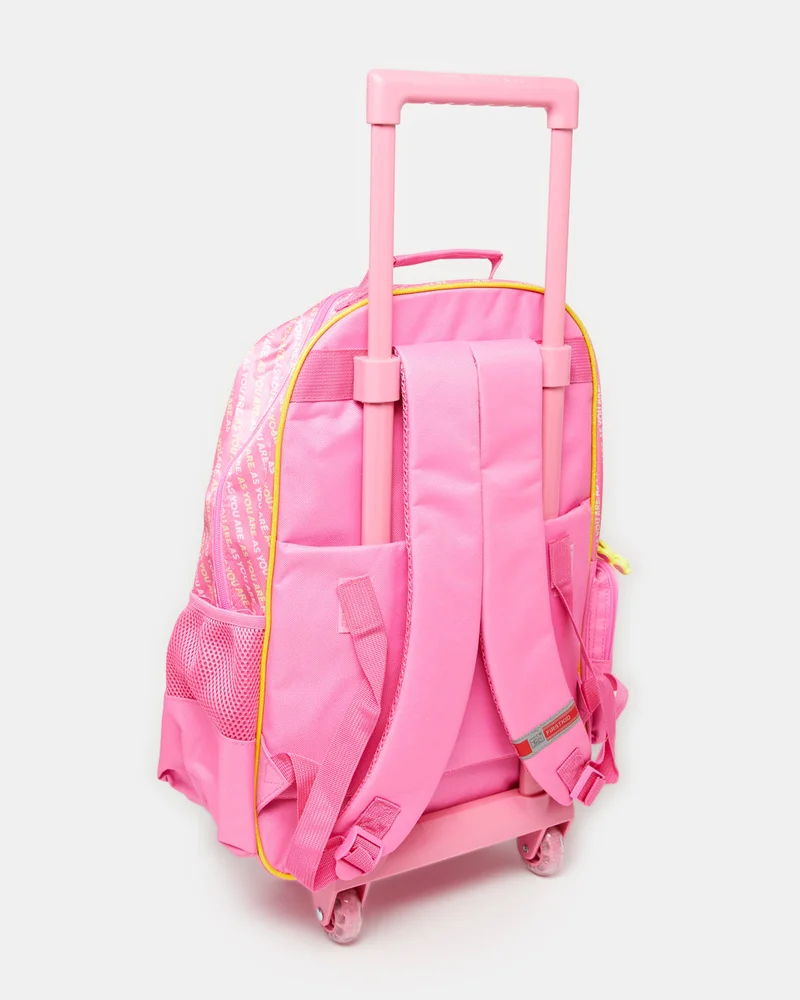 Redtag Girls Pink Barbie Kids Trolley Bag (18Inch)