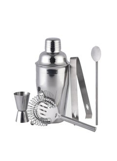 5pcs Cocktail Shaker Set Stainless Steel Household Bar Supplies Silver