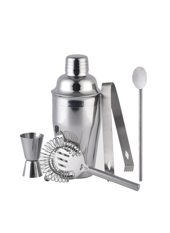 RollsTimi  - 5pcs Cocktail Shaker Set Stainless Steel Household Bar Supplies Silver - Image 1