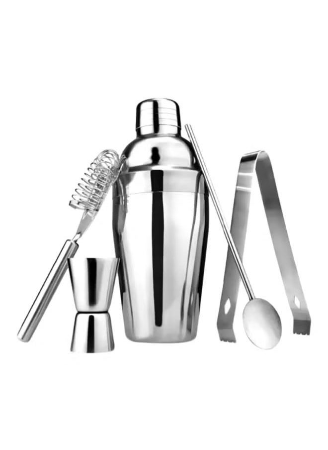 RollsTimi  - 5pcs Cocktail Shaker Set Stainless Steel Household Bar Supplies Silver - Image 1