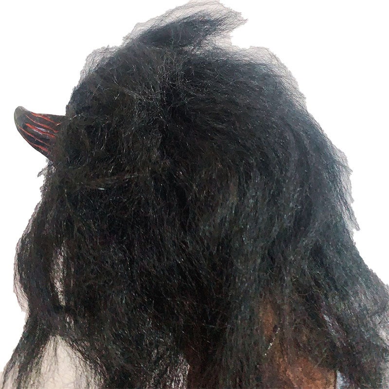 Red Demon Mask Halloween Half Face Devil Mask with Wig Monster Masquerade Mask for Cosplay Costume - Image 4