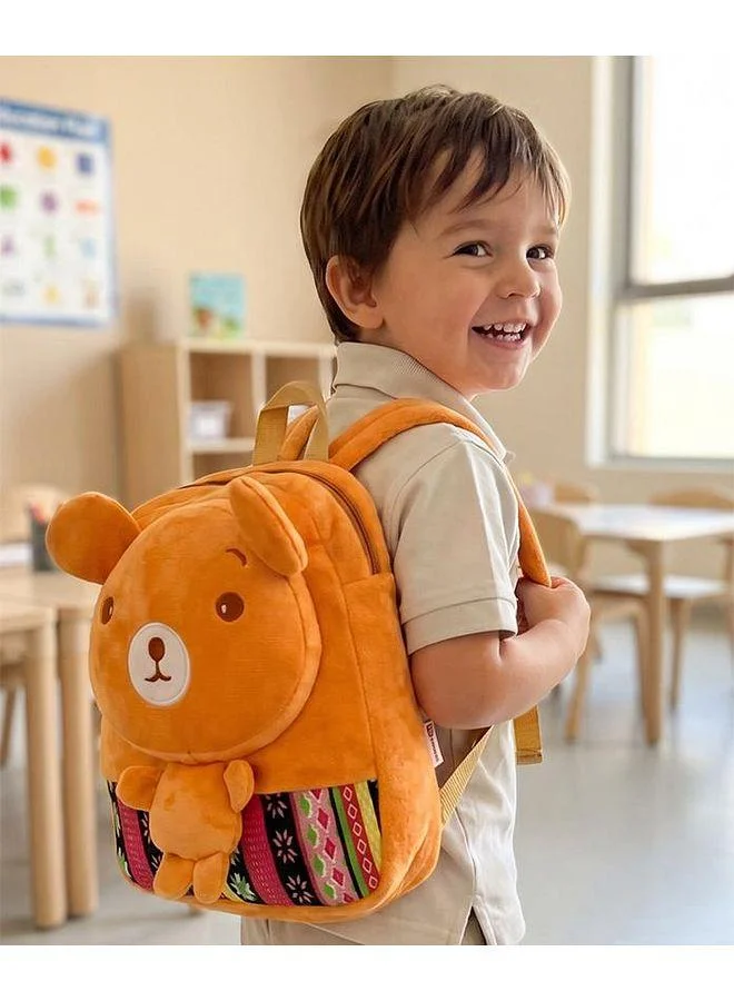 PlayNation Play Nation Bear Soft Toy Bag, 1 Main Compartment, Long lasting, Durable Zippers, 18 Months to 3 Years, Brown - 11 Inches
