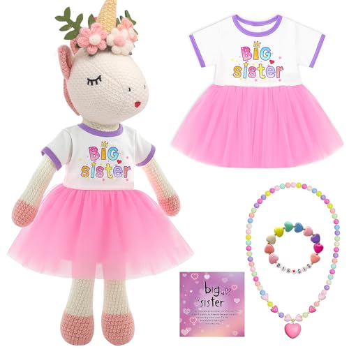 SUPERGFS Big Sister Gift for Girls Unicorn Stuffed Plush Doll Birthday Gifts for Girls Toddler - Image 1