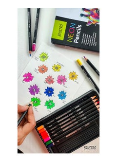 BRUSTRO Neon Colour Pencils 12 Tin |Multicolour| 3.3mm | Lead Strength, Ideal for Colouring, Painting, Layering, Use on Fabrics, Wax-Based | Set of 12 | (in Elegant tin Box) - pzsku/Z1D9E9B38029708F2AC83Z/45/_/1739259937/584984af-d23d-4598-b5f1-9d26e30652b6