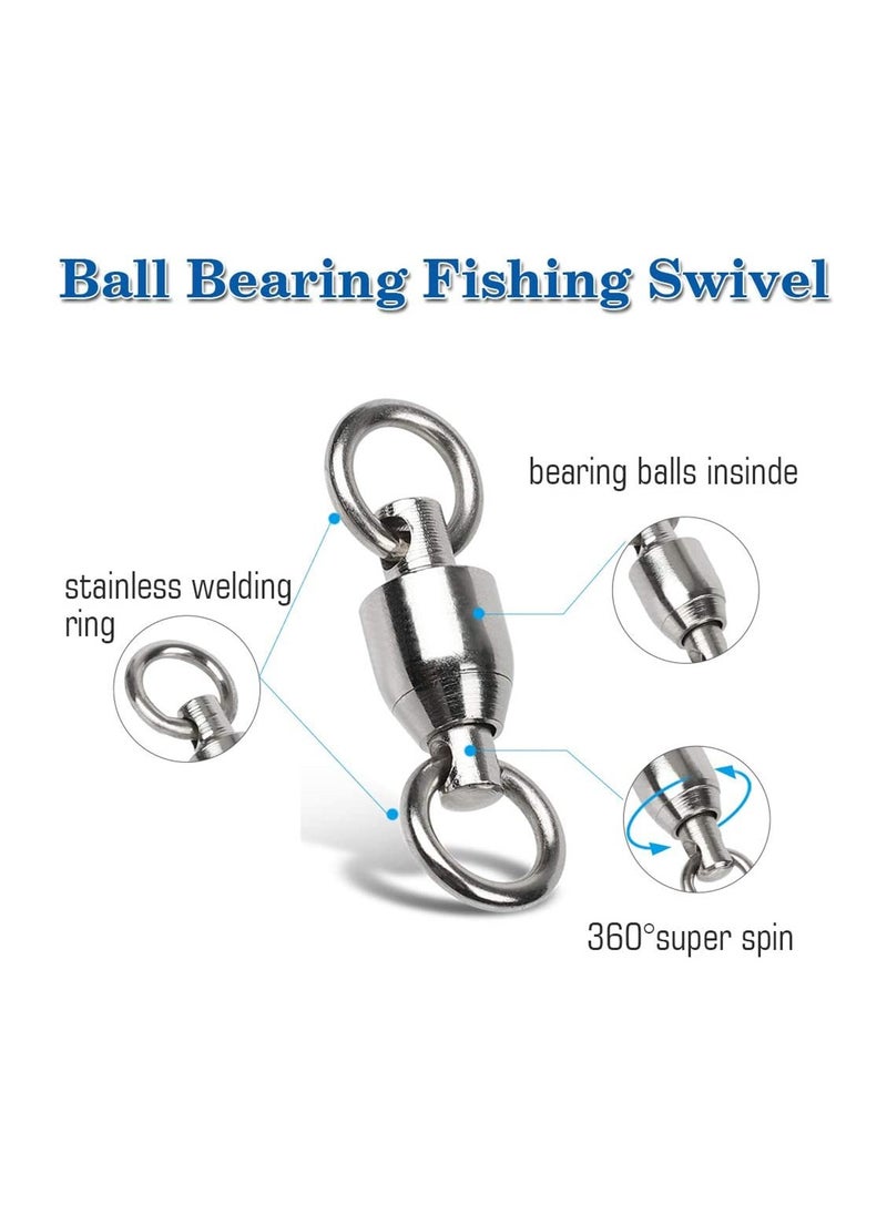 SYOSI Ball Bearing Swivels Connector, 50 Pcs High Strength Stainless Steel Solid Welded Rings Barrel Swivels Saltwater Freshwater Fishing, Fishing Accessories  - Image 3