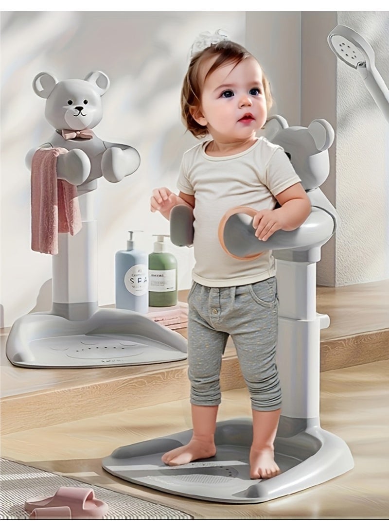 WALALLA Baby Shower Stand, Adjustable Height Infant Bath Standing Support with Anti-Slip Base, Portable Bath Helper, Hug Tower Bath Shower Support for Infants & Toddlers - Image 1