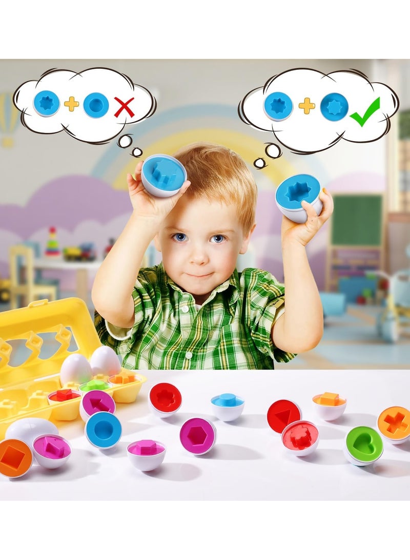 ZEPONOVA Early Development Toys, Matching Eggs, Educational Puzzle Toys for 2 Year Old Kids Egg match, Color & Shape Recognition Sorter  (12 Eggs) - Image 5
