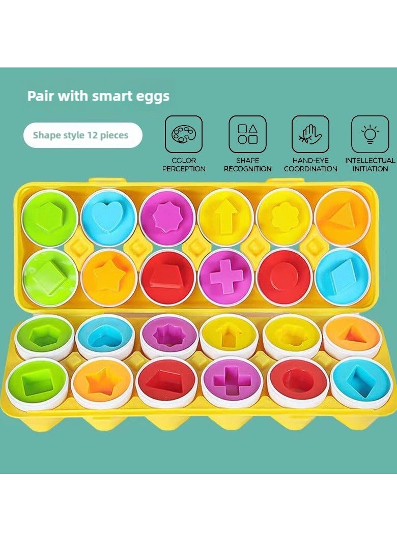 ZEPONOVA Early Development Toys, Matching Eggs, Educational Puzzle Toys for 2 Year Old Kids Egg match, Color & Shape Recognition Sorter  (12 Eggs) - Image 2