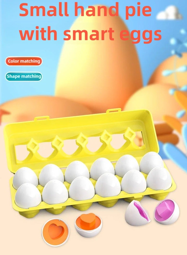ZEPONOVA Early Development Toys, Matching Eggs, Educational Puzzle Toys for 2 Year Old Kids Egg match, Color & Shape Recognition Sorter  (12 Eggs) - Image 3
