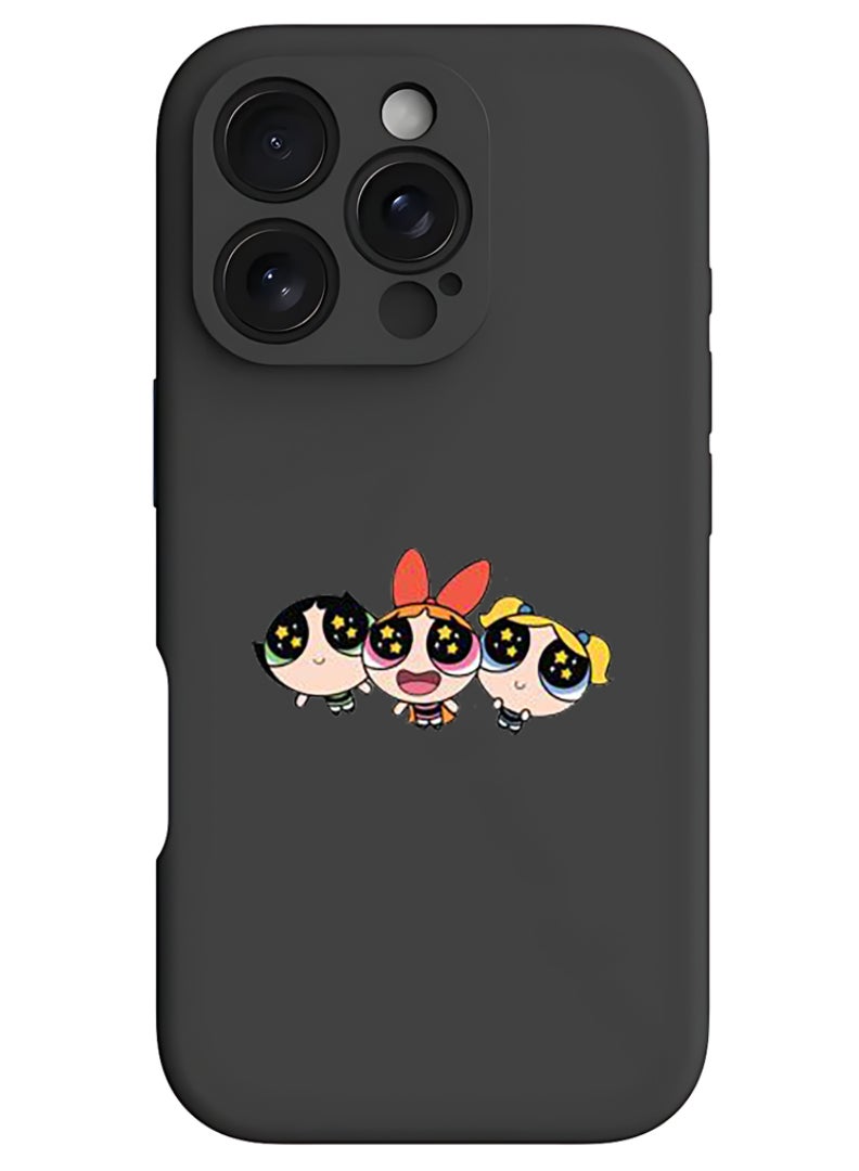 Theodor iPhone 16 Pro Black Protective Slim Fit Case Liquid Silicone Cover with Full Body Protection Anti-Scratch Shockproof Case For iPhone - Super girls - Image 1