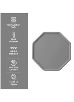 Excefore Silicone Round Drinks Coaster, for Coffee Tea, Silicone Coasters, 4 Pcs Silicone Non-Slip Washable Cup Mats Coaster for Drinks Home and Outdoor (Grey)  - Image 2