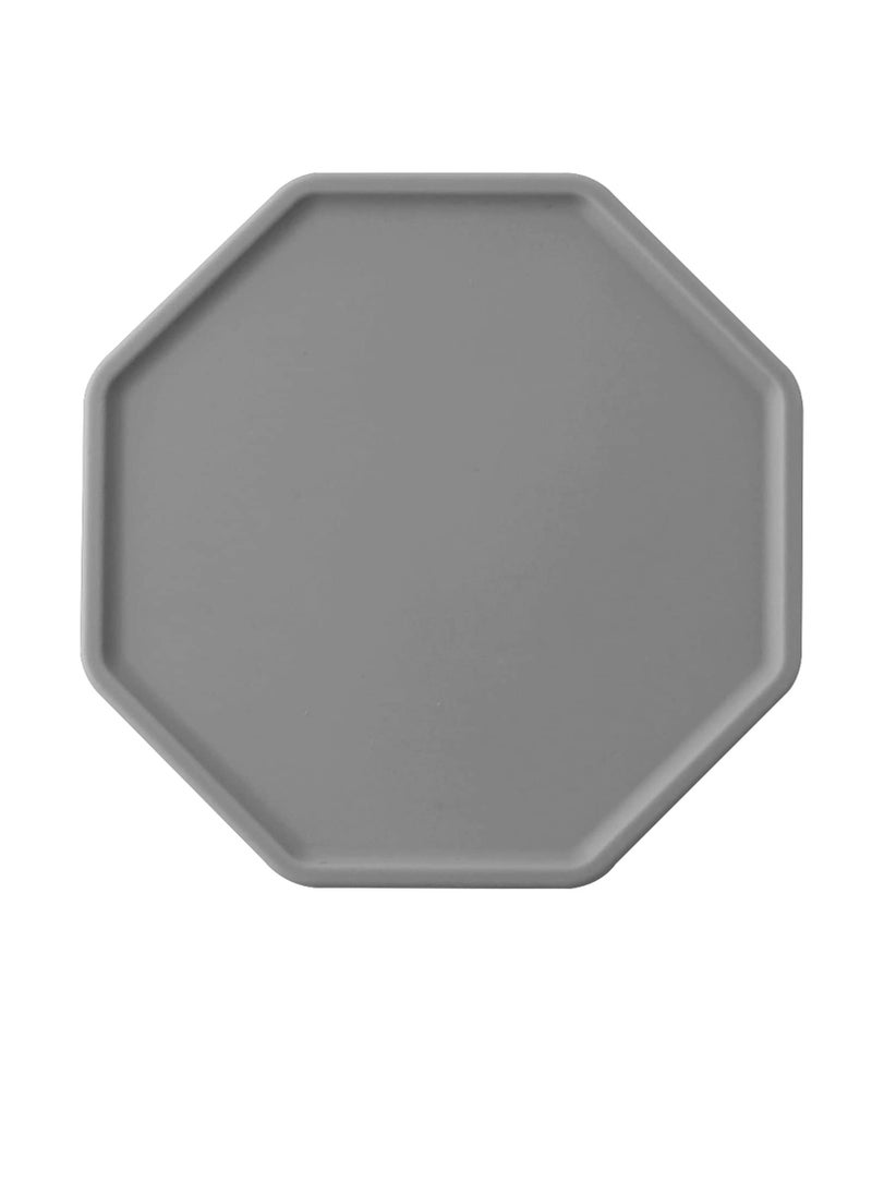Silicone Round Drinks Coaster, for Coffee Tea, Silicone Coasters, 4 Pcs Silicone Non-Slip Washable Cup Mats Coaster for Drinks Home and Outdoor (Grey)