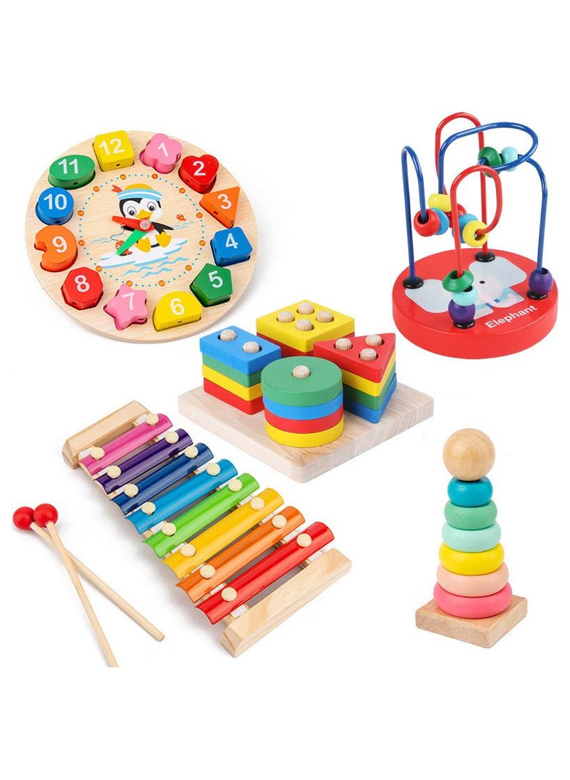 Montessori Wooden Toys Set Preschool Educational Learning Toys for Kids 5 Pieces - Image 1