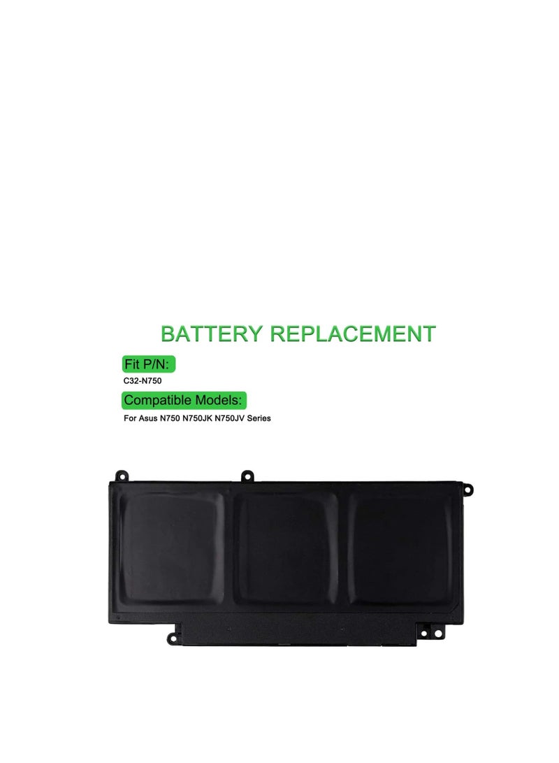 Terabyte C32-N750 C32N750 Laptop Battery Replacement for Asus N750 N750J N750JK N750JV N750Y47JK-SL N750Y47JV-SL Series (11.1V 69Wh) - Image 3