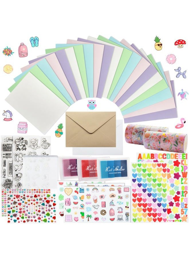 J6&H6 Creative People Card Making Kits - With 30 Blank Greeting Cards & Envelope Supplies & Stamp Set- Gift DIY Greeting Card Set-Birthdays, Festive Celebrations & Thanksgiving - Image 1