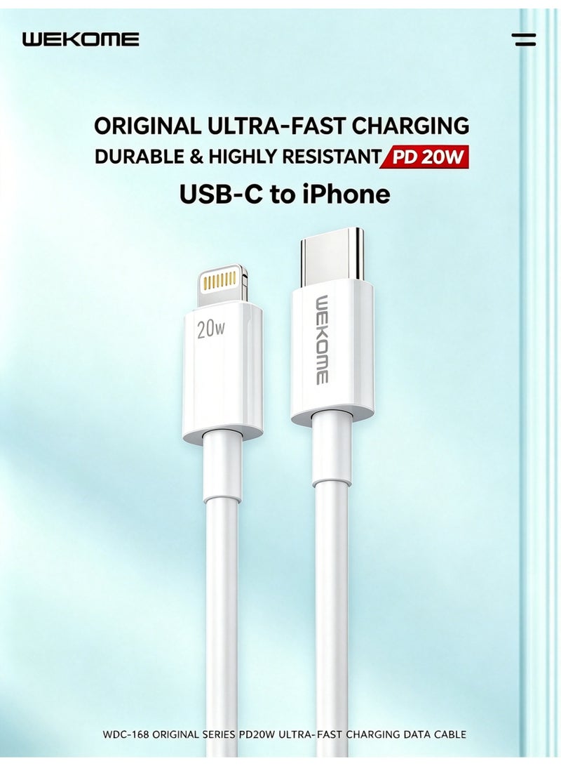 WEKOME 20W PD Fast Charging Cable 1M, OD4.0 Thickened PVC Wire 480Mbps Data Transfer Type-C to Lightning Cord - Image 2