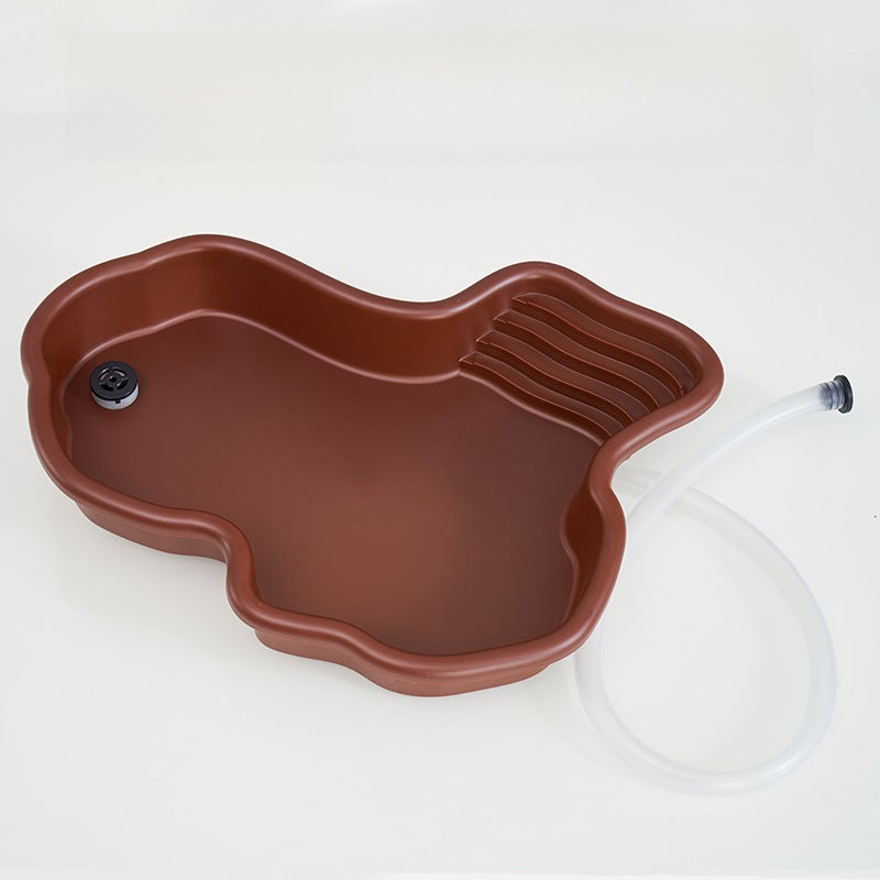 Brown Turtle Bath Tub with Anti-Slip Ladder Drainage bathtub - Image 1