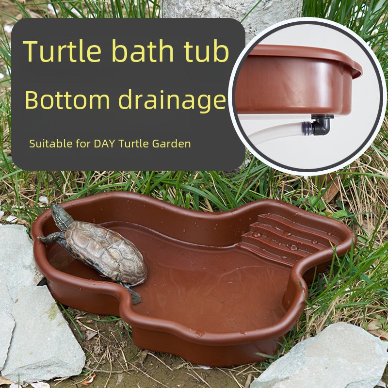 Brown Turtle Bath Tub with Anti-Slip Ladder Drainage bathtub - Image 2