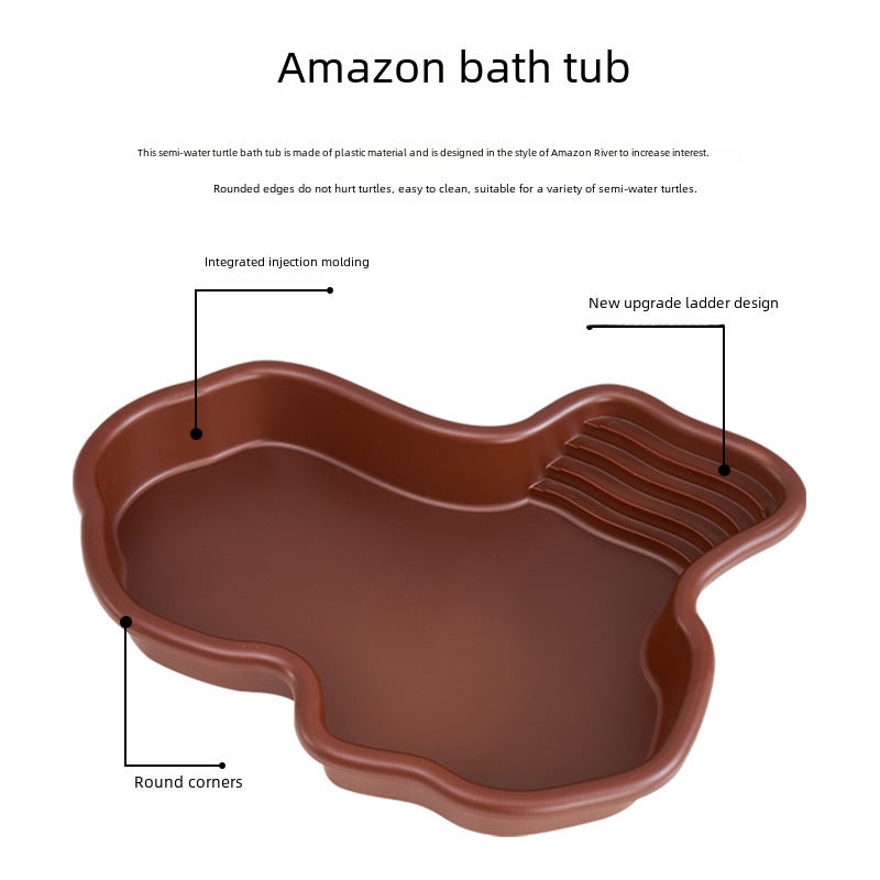 Brown Turtle Bath Tub with Anti-Slip Ladder Drainage bathtub - Image 5