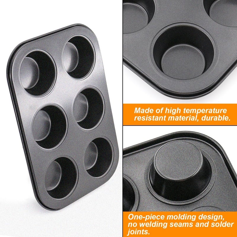 Bakers Pardise Teflon Coated NonStick 6 Cups Cupcake Baking Tray Muffin Tray with Mini Muffin Paper Cup Liners 10cm Set of 100 Pastry Brush - Image 2