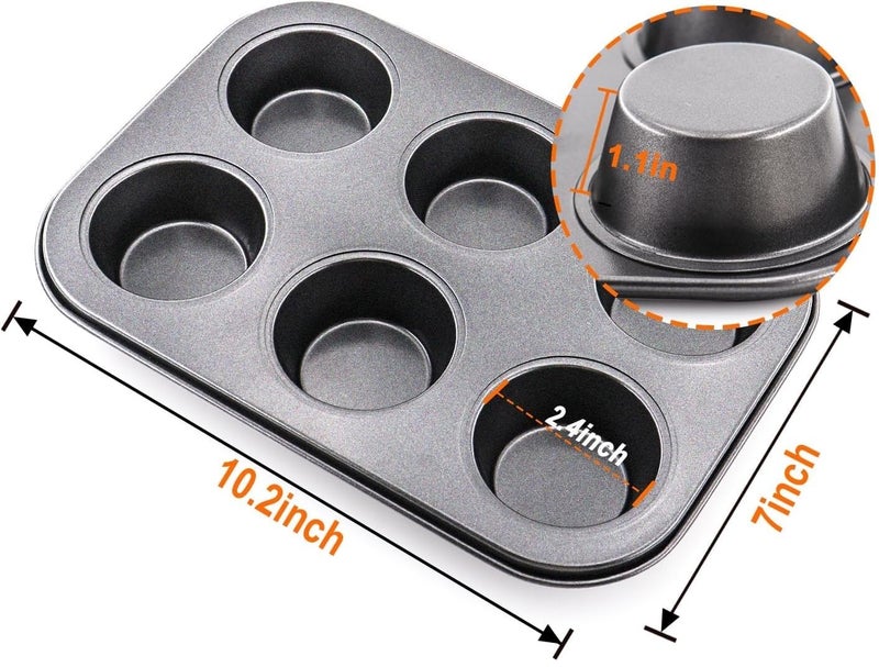 Bakers Pardise Teflon Coated NonStick 6 Cups Cupcake Baking Tray Muffin Tray with Mini Muffin Paper Cup Liners 10cm Set of 100 Pastry Brush - Image 3