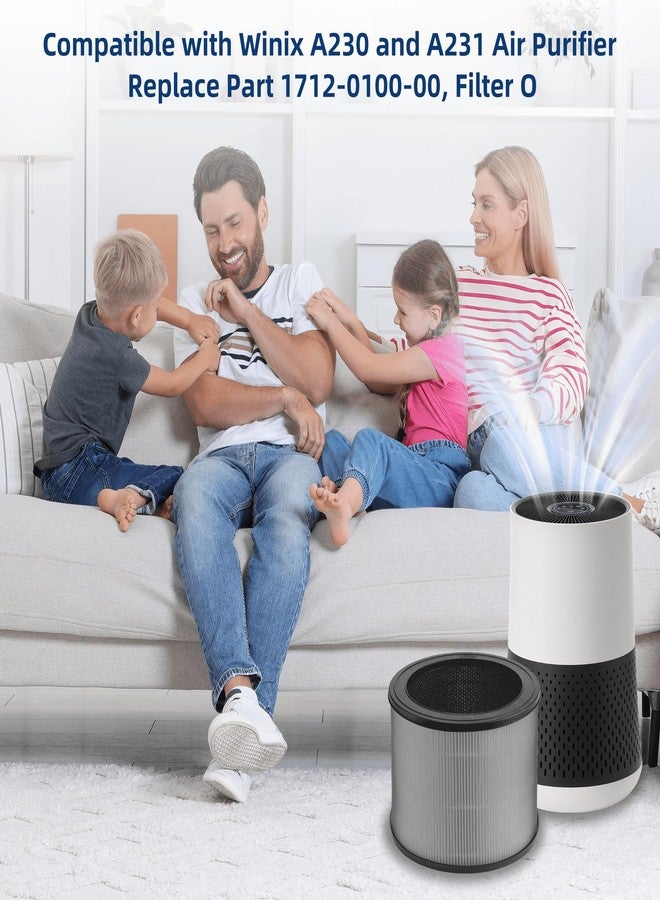 APPLIANCEMATES فلتر بديل A230 A231 O - 1712-0110-00 لجهاز تنقية الهواء Winix A230 A231، فلتر H13 True HEPA ثلاثي الوظائف، عبوة من قطعتين - Image 2