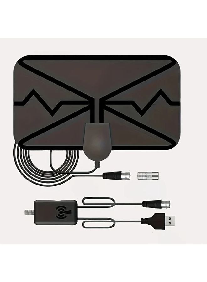 Black Digital TV Antenna Portable HD Indoor 360 Degree Signal Reception 4K 1080P - Image 1