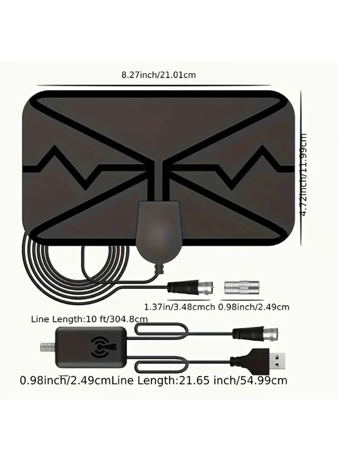 Black Digital TV Antenna Portable HD Indoor 360 Degree Signal Reception 4K 1080P - Image 3