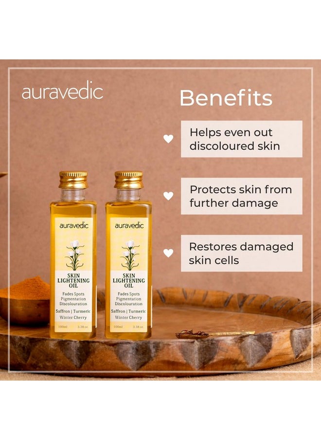 Auravedic Saffron Face Oil With Ashwagandha Turmeric Moisturizer For Face Serum For Glowing Skin, Pigmentation, De Tan 100Ml Pack Of 2  - Image 3