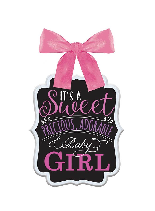 Amscan Baby Girl Ribbon Bow Hanger Sign, Baby Shower Party Decorations