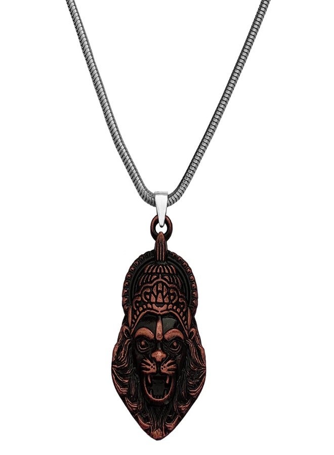 M Men Style God Vishnu avatar Narasimha Lion Head Pendant With Snake Chain Copper Zinc Metal Necklace For Men And Women SujalPn2022613 - Image 1