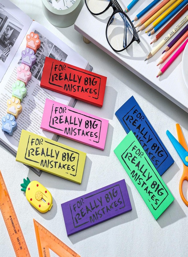 Yexiya 6 Pcs Jumbo Gaint Erasers Bulk 5.5 Inch Large Eraser for Really Big Mistakes Big Pencil Rubber 6 Colors for Students Back to School Stationery Supplies Joke Gag Gift for Work and School Party - Image 3