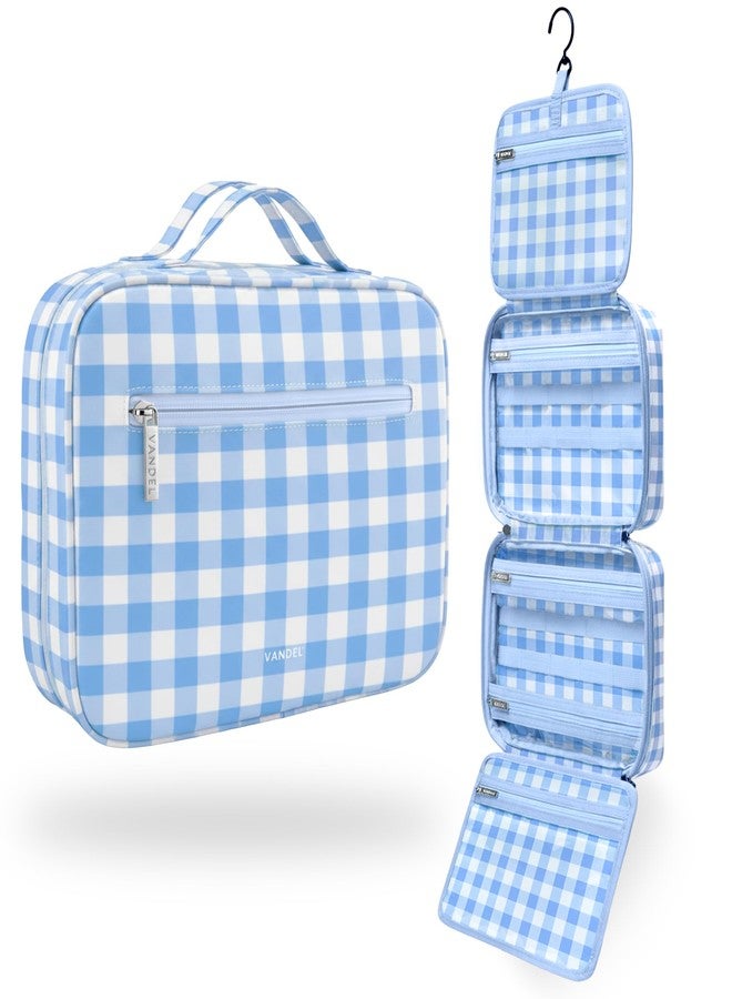 VANDEL حقيبة أدوات تجميل معلقة من فاندل، بنقشة مربعات زرقاء - Image 1