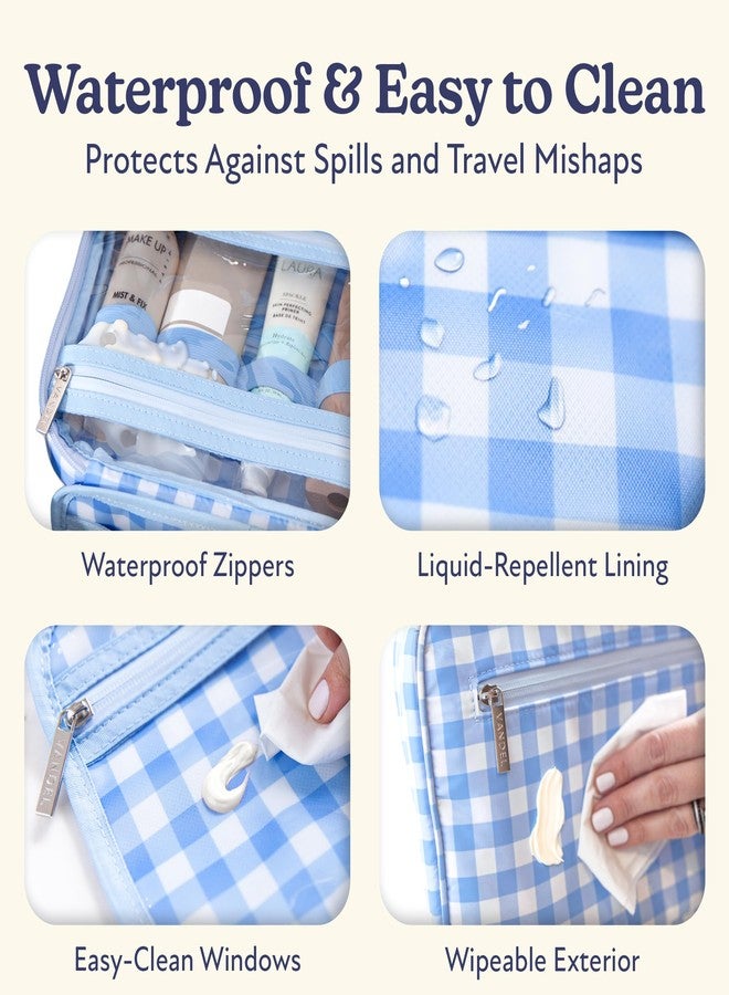 VANDEL حقيبة أدوات تجميل معلقة من فاندل، بنقشة مربعات زرقاء - Image 3