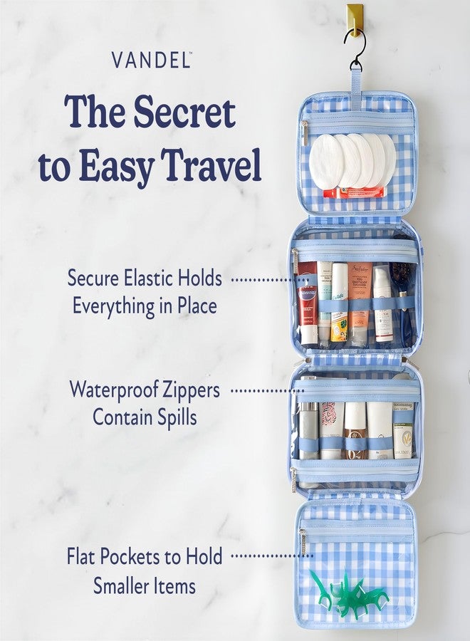 VANDEL حقيبة أدوات تجميل معلقة من فاندل، بنقشة مربعات زرقاء - Image 2