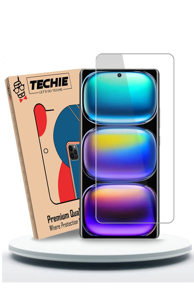 Techie حماية شاشة زجاجية مقساة HD لهاتف Infinix Hot 50 5G - مضادة للانعكاس ومضادة للفقاعات بصلابة 9H وسمك 0.33 مم وحواف مدورة وسهولة في التركيب - Image 1