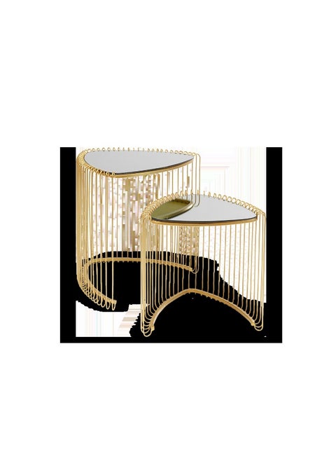 Side Table Wire Triangle Gold (Set Of Two)